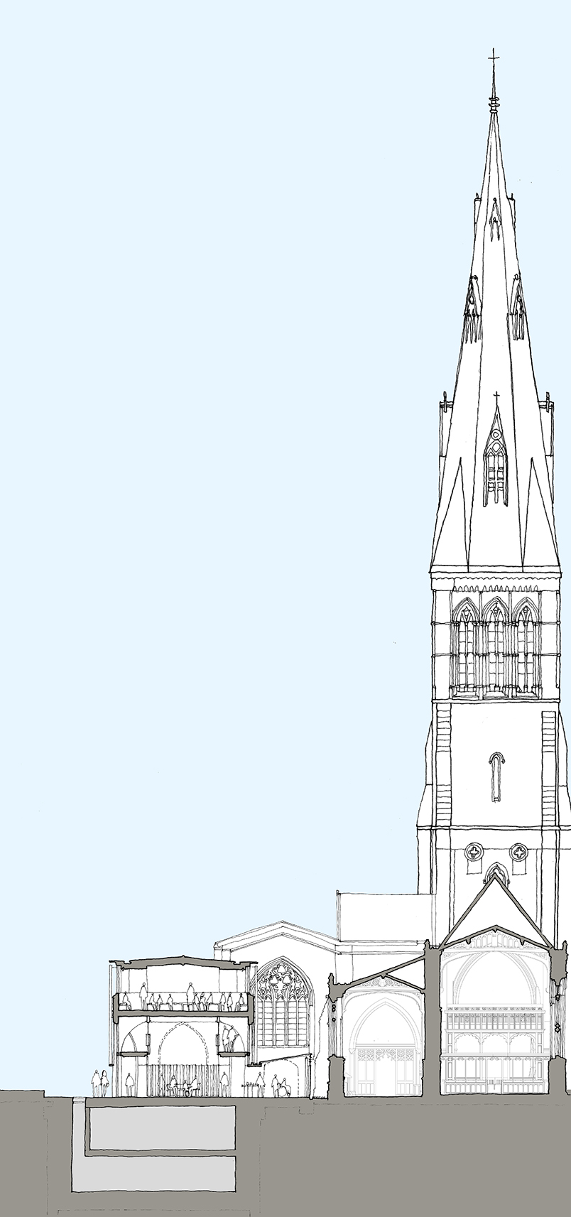 1828_Leicester cath_Section with gallery_S